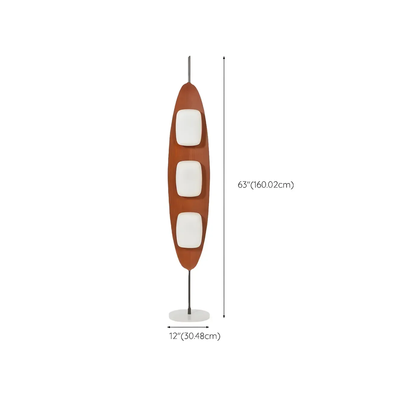63" Mid-Century Modern 3-Light Integrated LED Floor Lamp  #size