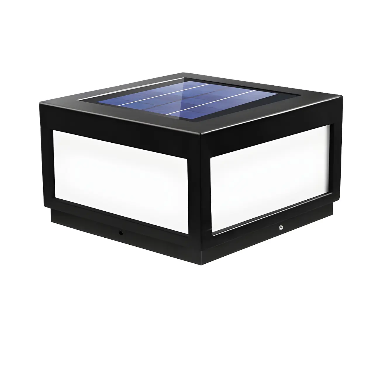 Black Rectangular Solar LED Outdoor Post Lights | homeyfad