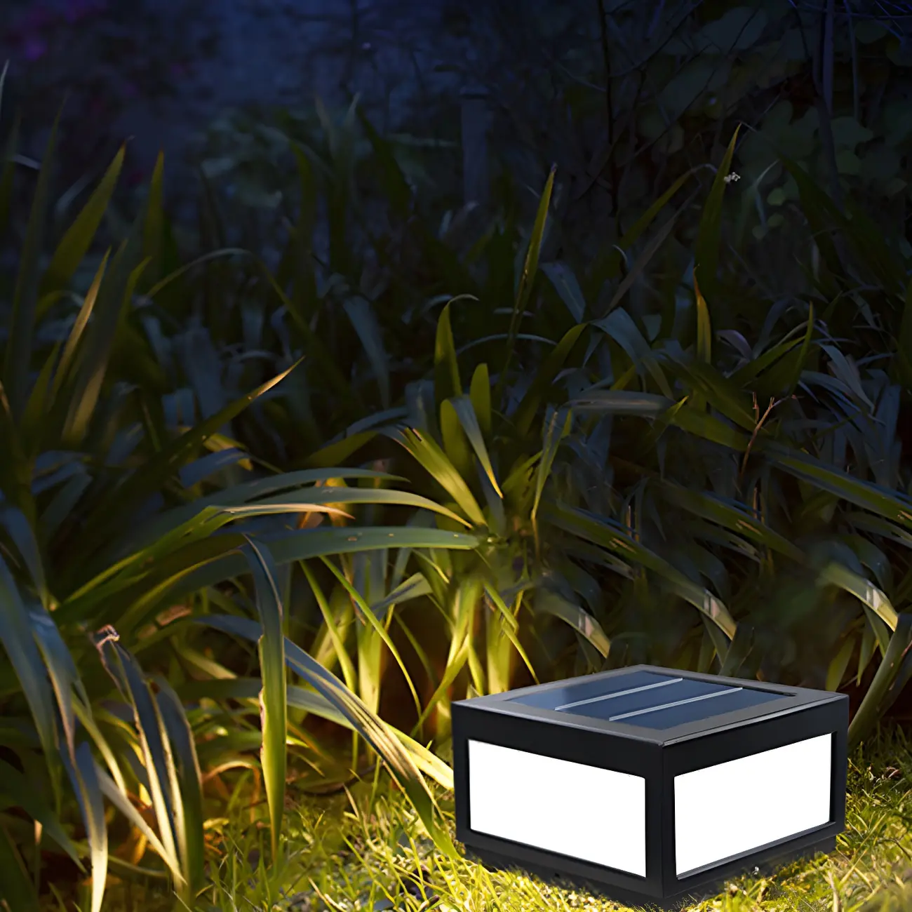 Black Rectangular Solar LED Outdoor Post Lights | homeyfad