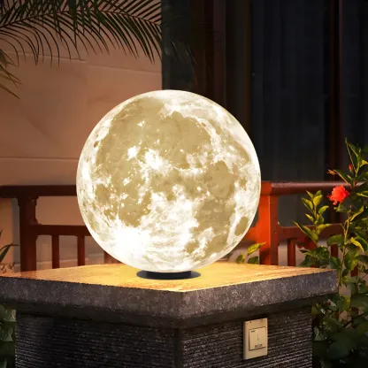 White Resin Moon-Shaped Post Cap Light Image - 1