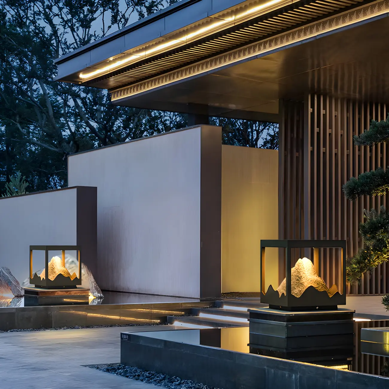 Solar White Mountain Silhouette Post Cap Light Image - 3 | homeyfad