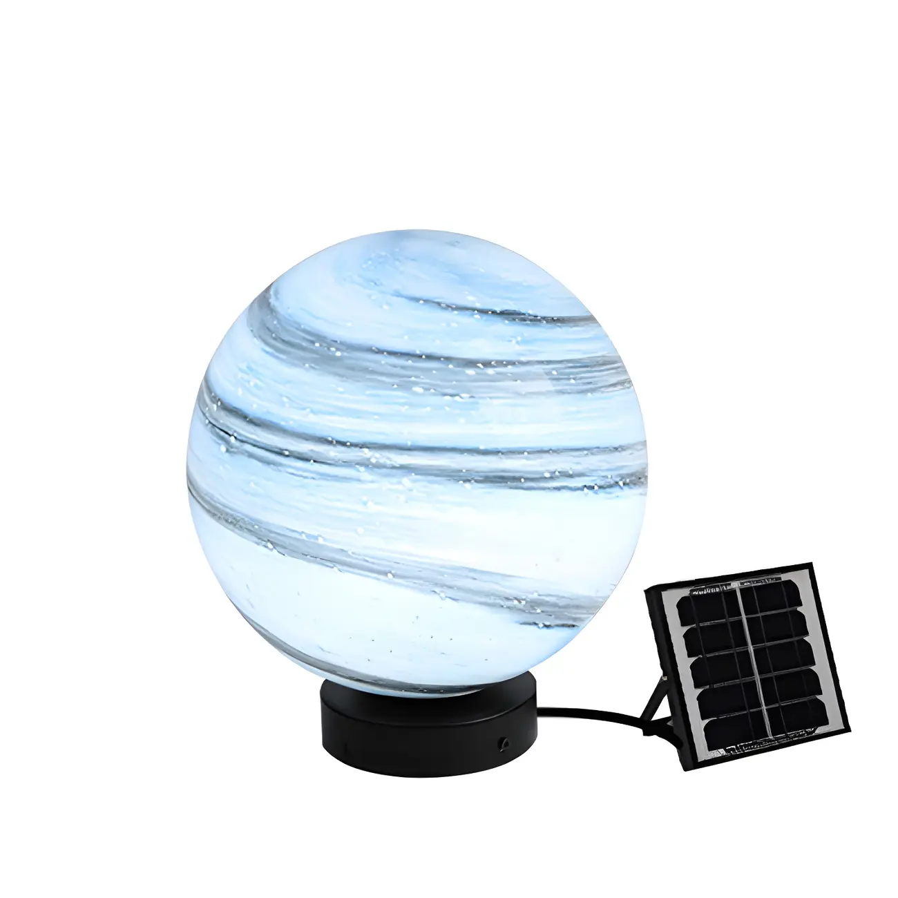 Yellow and Blue Glass Planet-Theme Globe Shade Post Cap Light Image - 11 | homeyfad