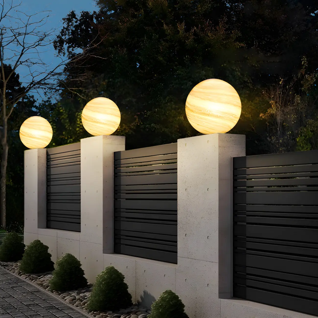 Yellow and Blue Glass Planet-Theme Globe Shade Post Cap Light Image - 6 | homeyfad