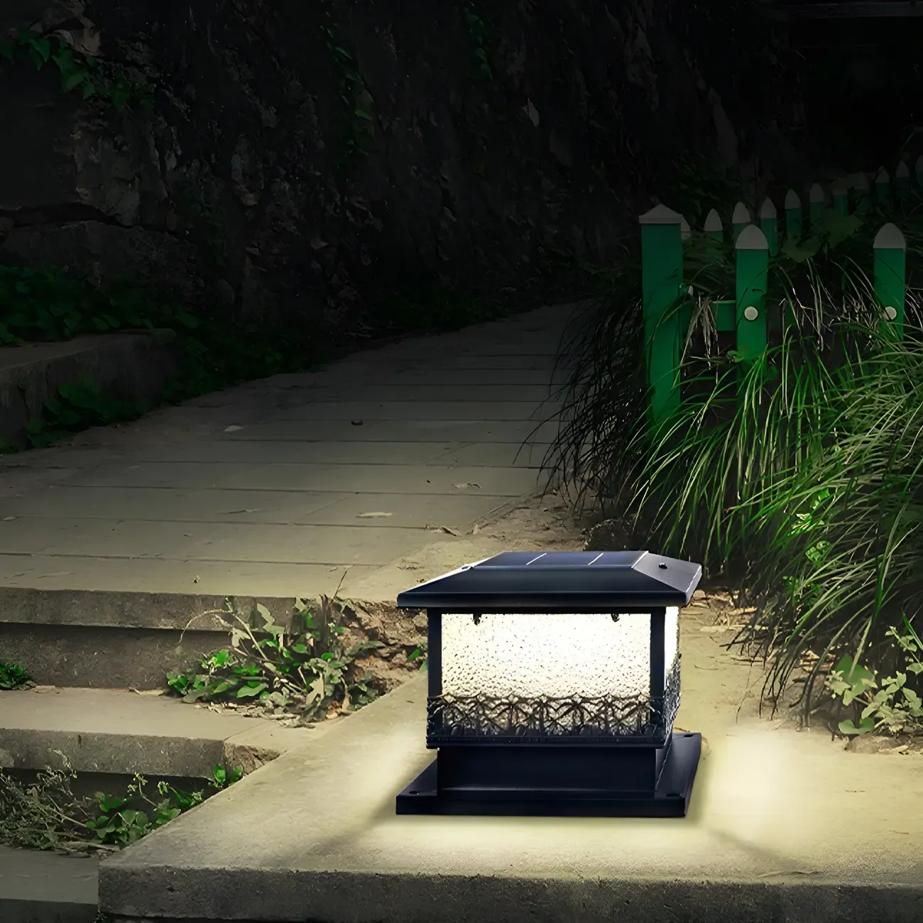 Solar Black Metal Decorative Post Cap Light Image - 4