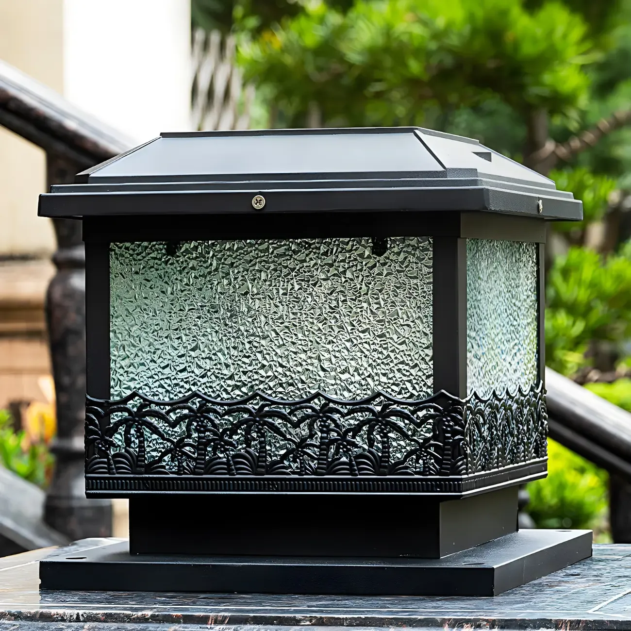 Solar Black Metal Decorative Post Cap Light Image - 5