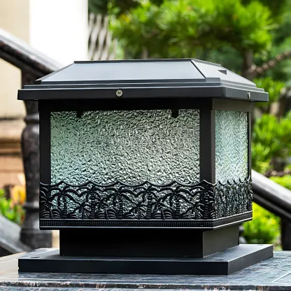 Solar Black Metal Decorative Post Cap Light Image - 5