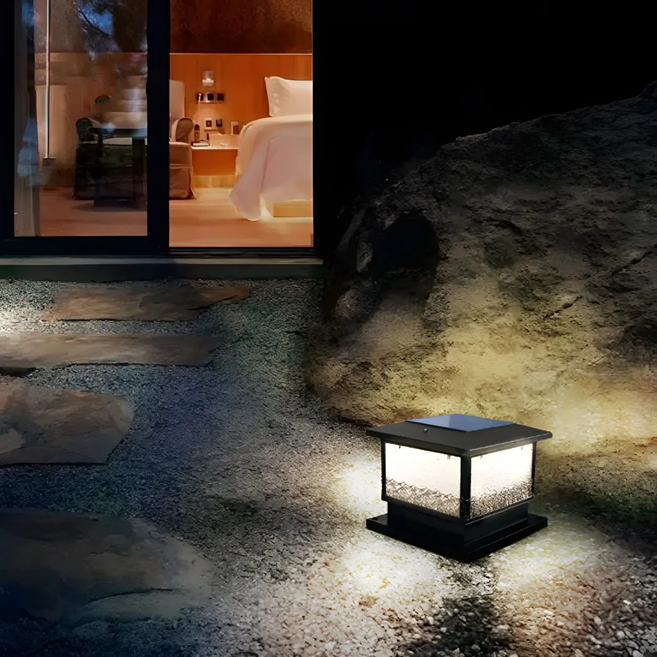 Solar Black Metal Decorative Post Cap Light Image - 6