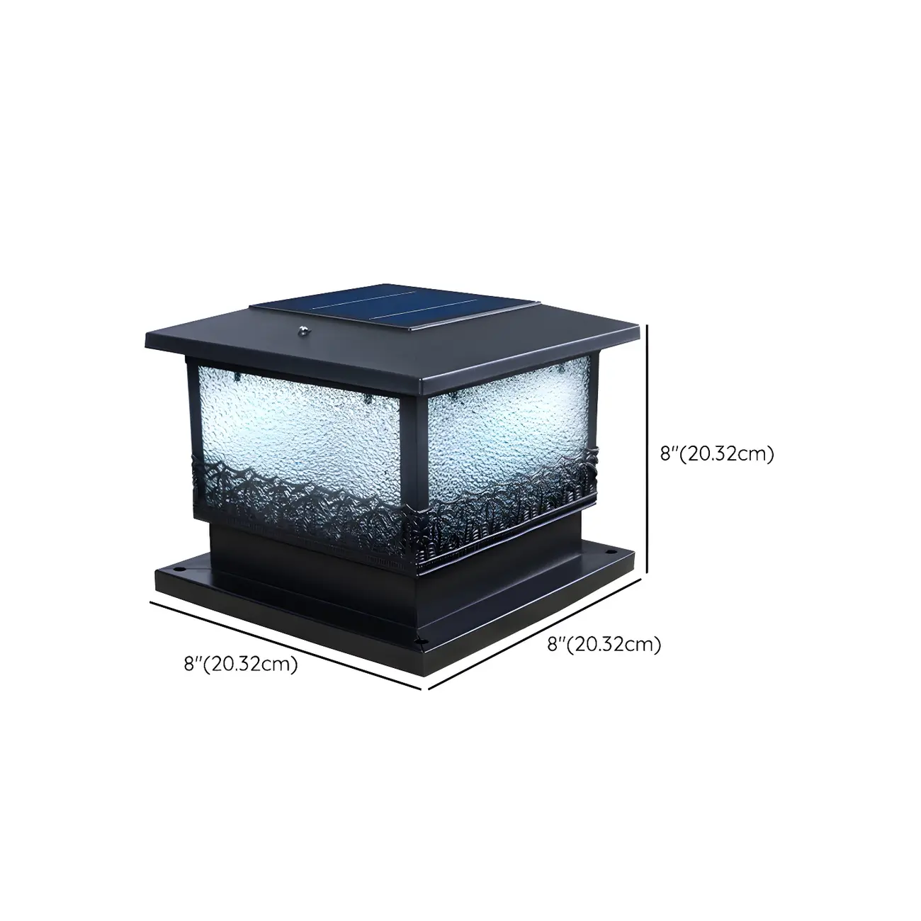Solar Black Metal Decorative Post Cap Light #size