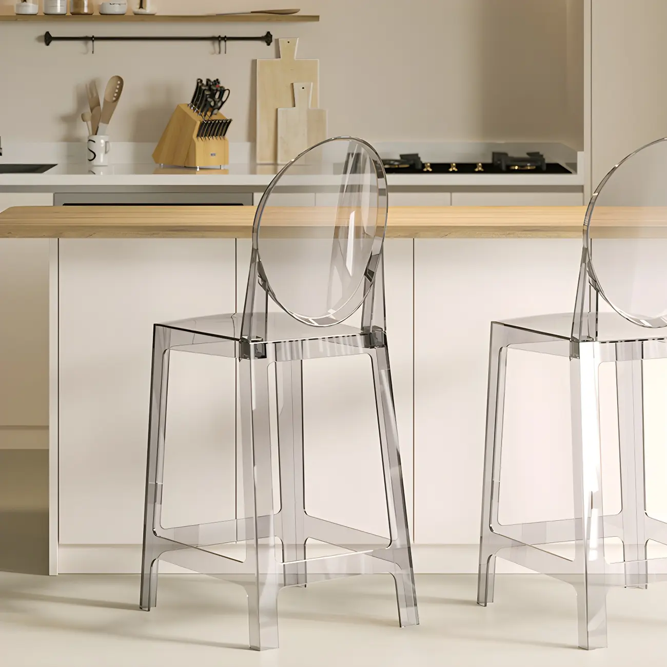 Modern Acrylic Smooth Elegant Circular Backrest Bar Stool Image - 1 | homeyfad