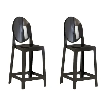 Modern Acrylic Smooth Elegant Circular Backrest Bar Stool Image - 11