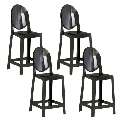 Modern Acrylic Smooth Elegant Circular Backrest Bar Stool Image - 12