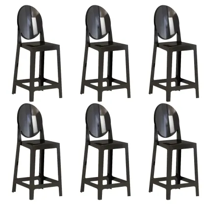 Modern Acrylic Smooth Elegant Circular Backrest Bar Stool Image - 13