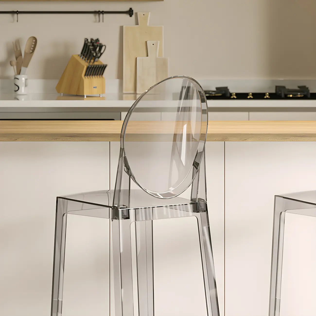 Modern Acrylic Smooth Elegant Circular Backrest Bar Stool Image - 4 | homeyfad