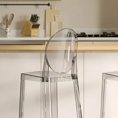 Modern Acrylic Smooth Elegant Circular Backrest Bar Stool Image - 4
