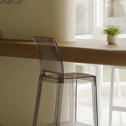 Modern Acrylic Smooth Elegant Circular Backrest Bar Stool Image - 6