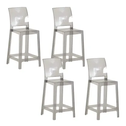 Modern Acrylic Smooth Elegant Circular Backrest Bar Stool Image - 17