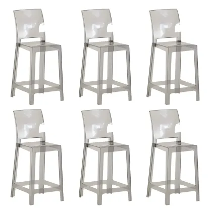 Modern Acrylic Smooth Elegant Circular Backrest Bar Stool Image - 18