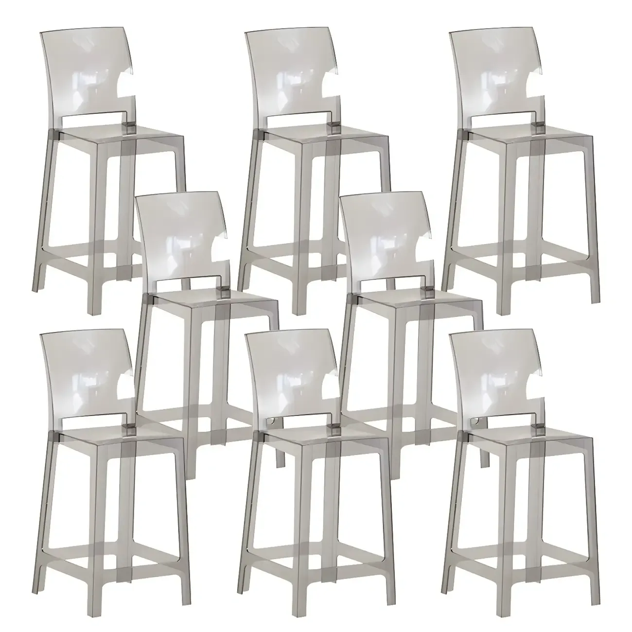Modern Acrylic Smooth Elegant Circular Backrest Bar Stool Image - 19