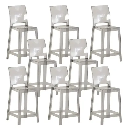 Modern Acrylic Smooth Elegant Circular Backrest Bar Stool Image - 19