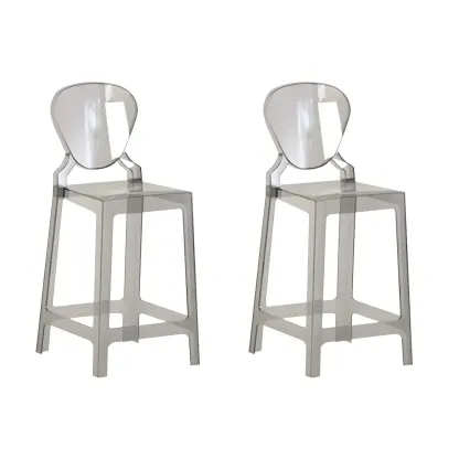 Modern Acrylic Smooth Elegant Circular Backrest Bar Stool Image - 21