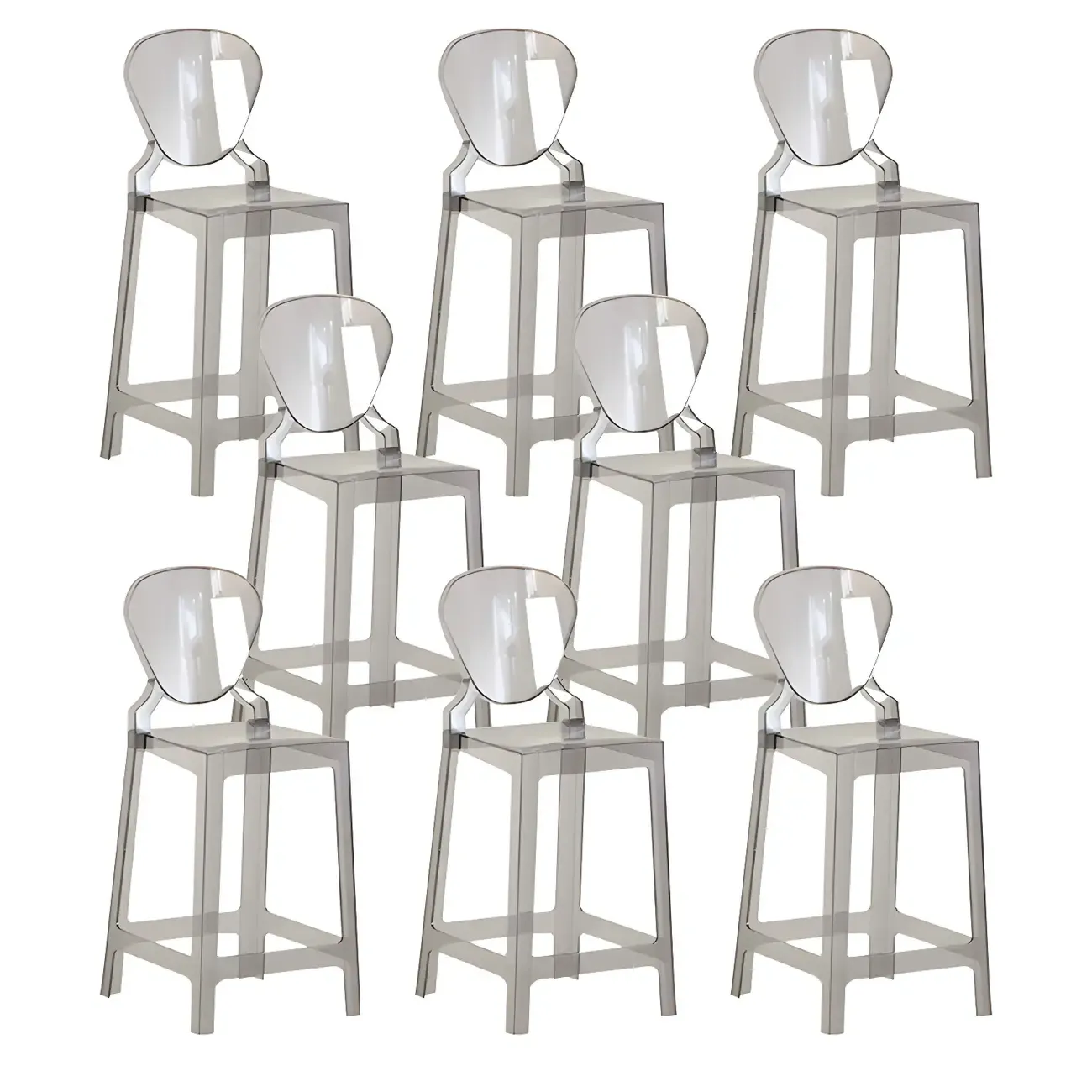 Modern Acrylic Smooth Elegant Circular Backrest Bar Stool Image - 24