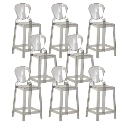 Modern Acrylic Smooth Elegant Circular Backrest Bar Stool Image - 24