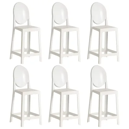 Modern Acrylic Smooth Elegant Circular Backrest Bar Stool Image - 28