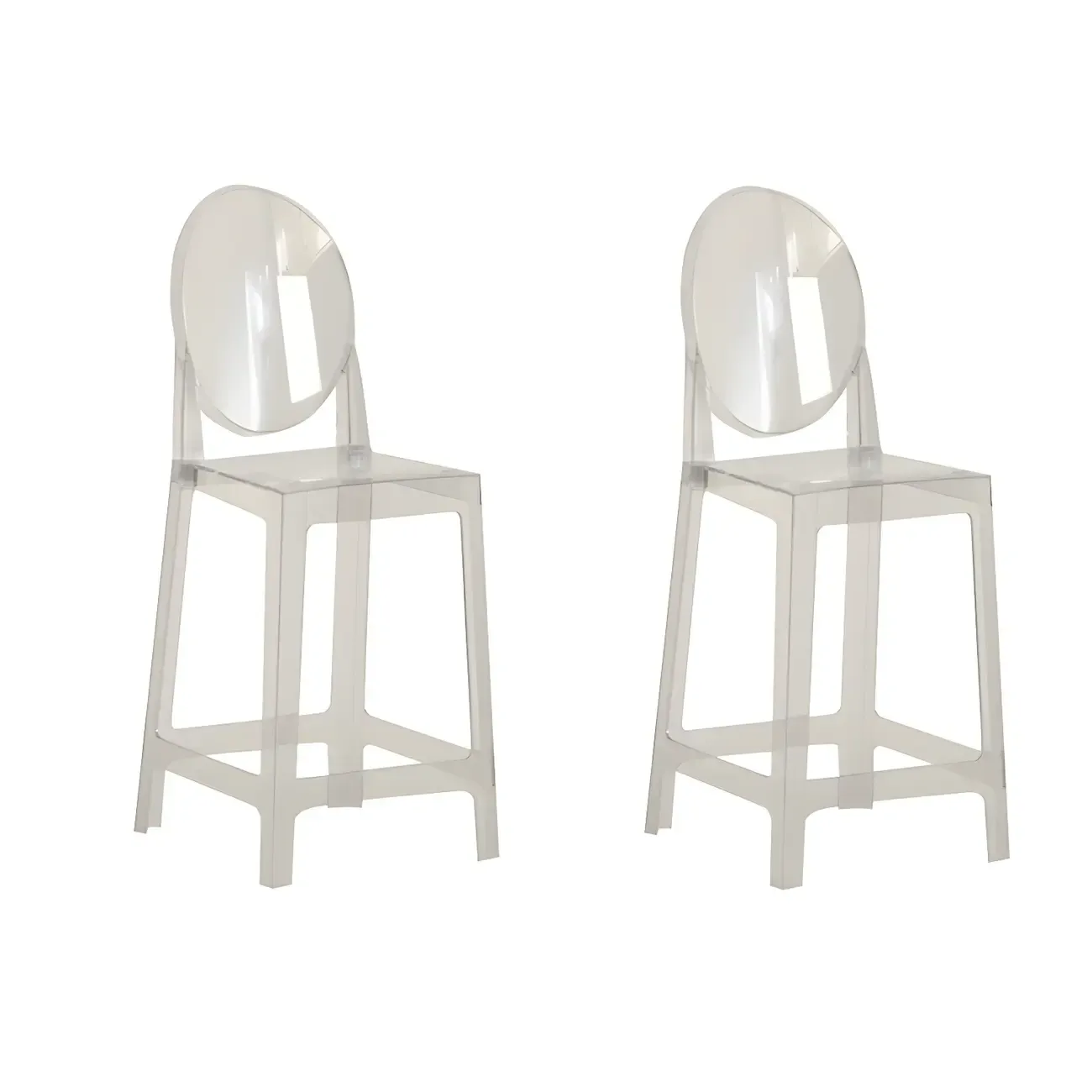 Modern Acrylic Smooth Elegant Circular Backrest Bar Stool Image - 31