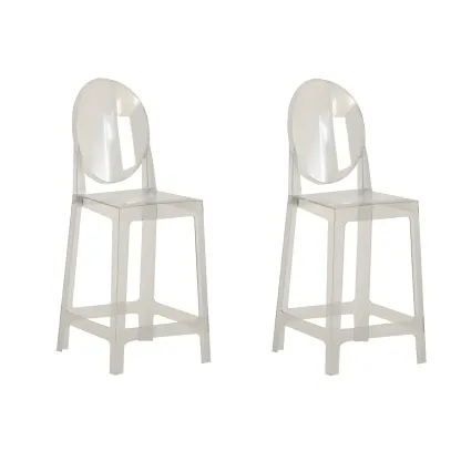 Modern Acrylic Smooth Elegant Circular Backrest Bar Stool Image - 31