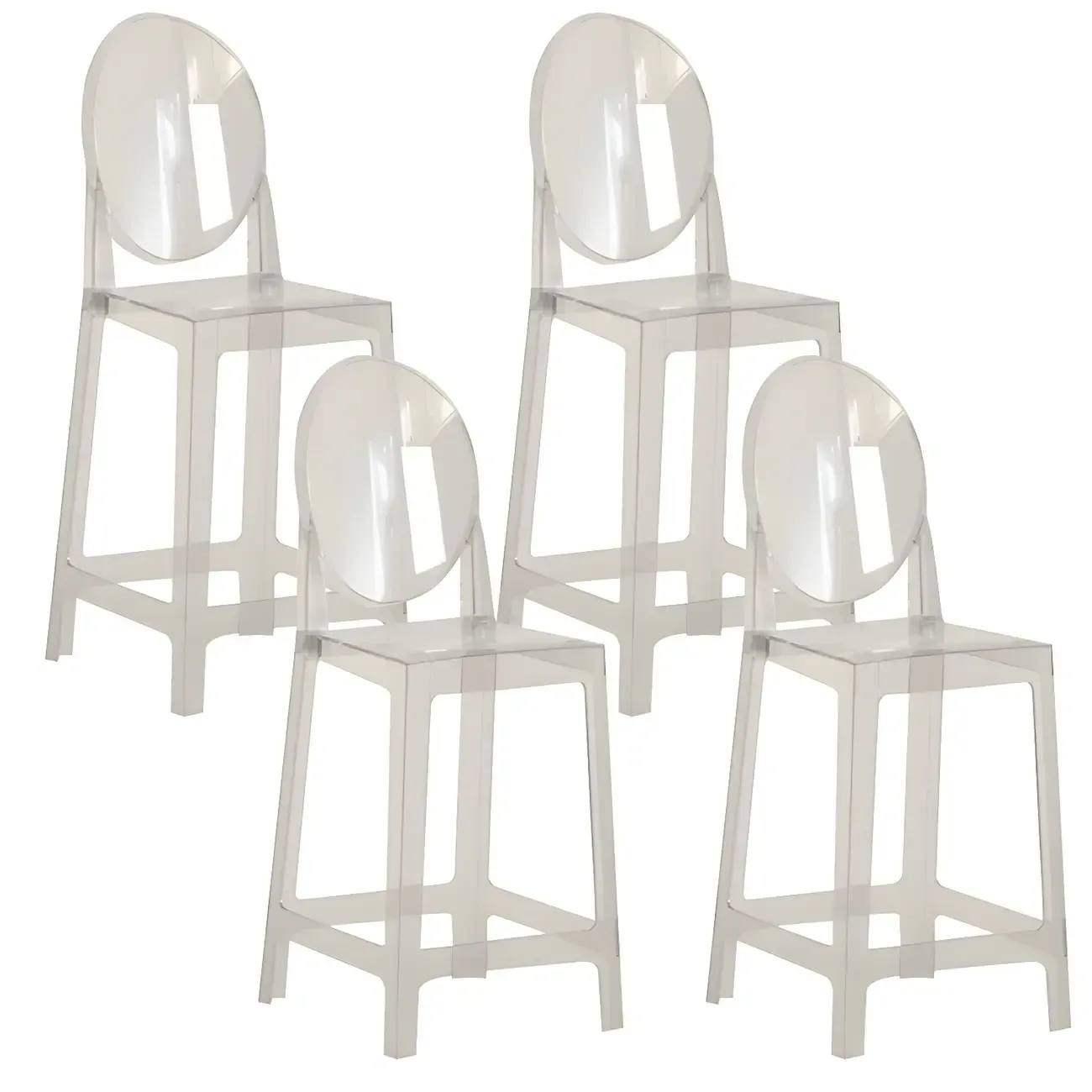 Modern Acrylic Smooth Elegant Circular Backrest Bar Stool Image - 32