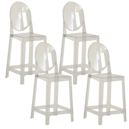 Modern Acrylic Smooth Elegant Circular Backrest Bar Stool Image - 32