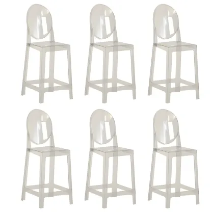 Modern Acrylic Smooth Elegant Circular Backrest Bar Stool Image - 33