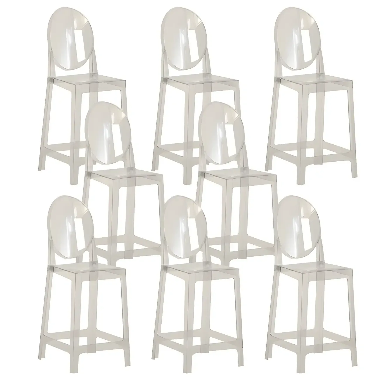 Modern Acrylic Smooth Elegant Circular Backrest Bar Stool Image - 34