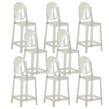 Modern Acrylic Smooth Elegant Circular Backrest Bar Stool Image - 34