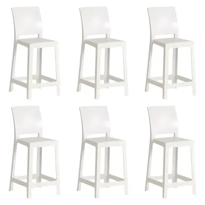Modern Acrylic Smooth Elegant Circular Backrest Bar Stool Image - 43