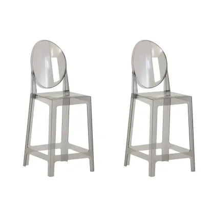 Modern Acrylic Smooth Elegant Circular Backrest Bar Stool Image - 46