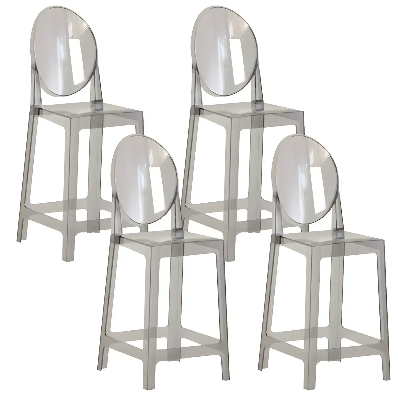 Modern Acrylic Smooth Elegant Circular Backrest Bar Stool Image - 47