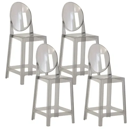 Modern Acrylic Smooth Elegant Circular Backrest Bar Stool Image - 47
