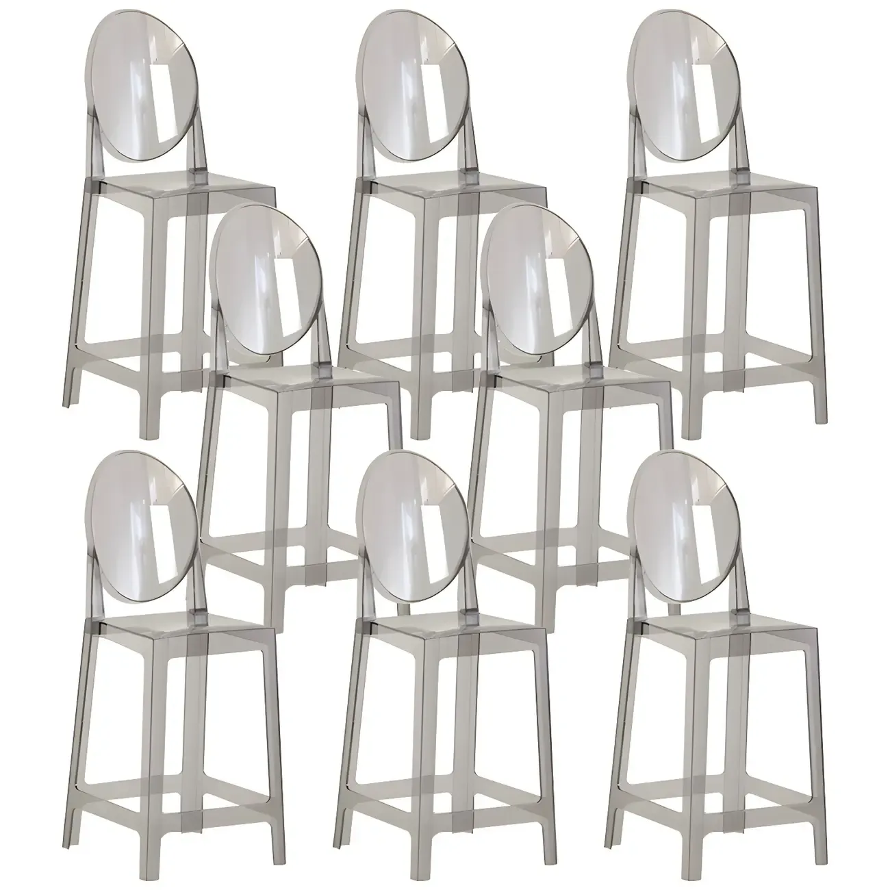 Modern Acrylic Smooth Elegant Circular Backrest Bar Stool Image - 49