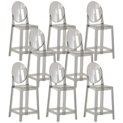 Modern Acrylic Smooth Elegant Circular Backrest Bar Stool Image - 49