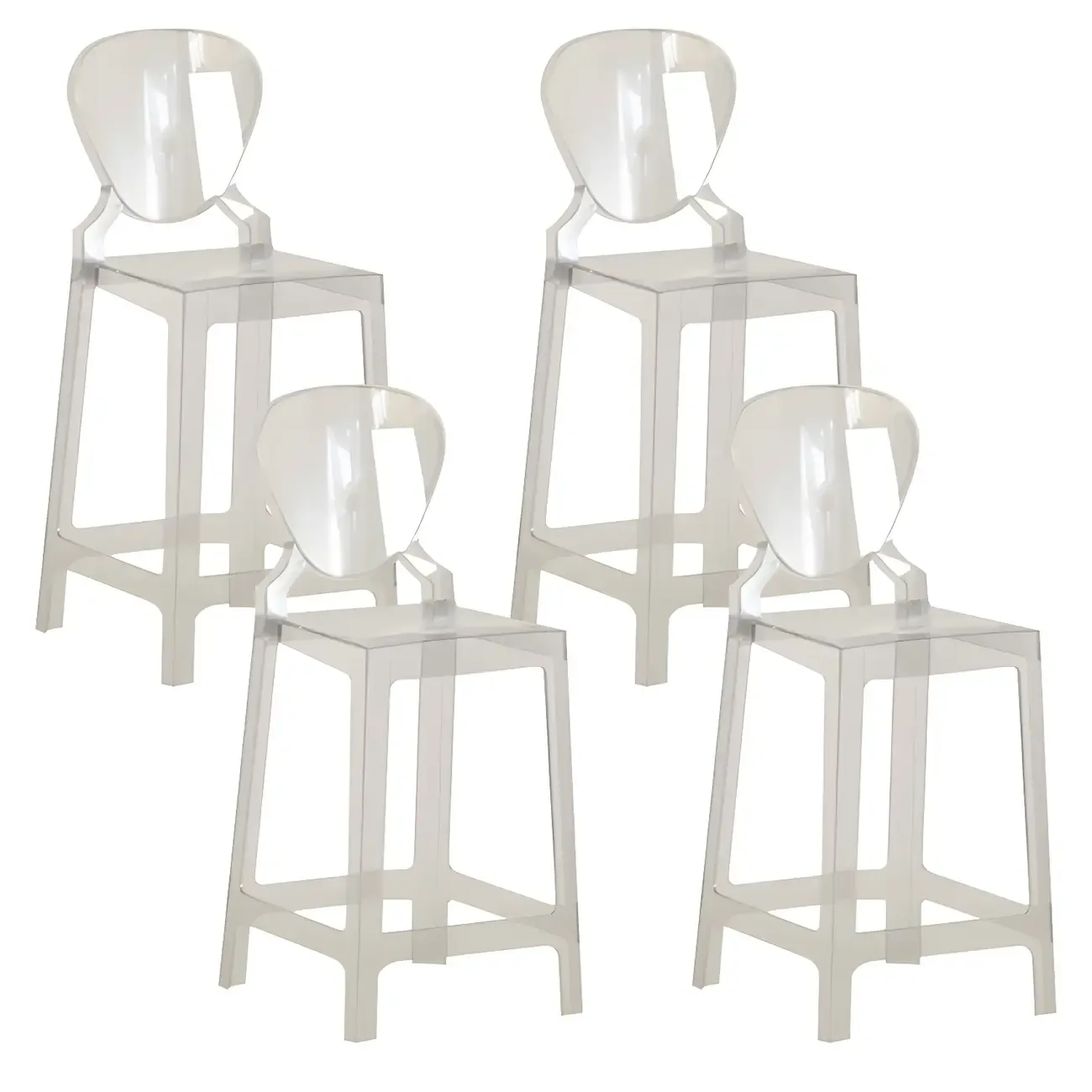 Modern Acrylic Smooth Elegant Circular Backrest Bar Stool Image - 52