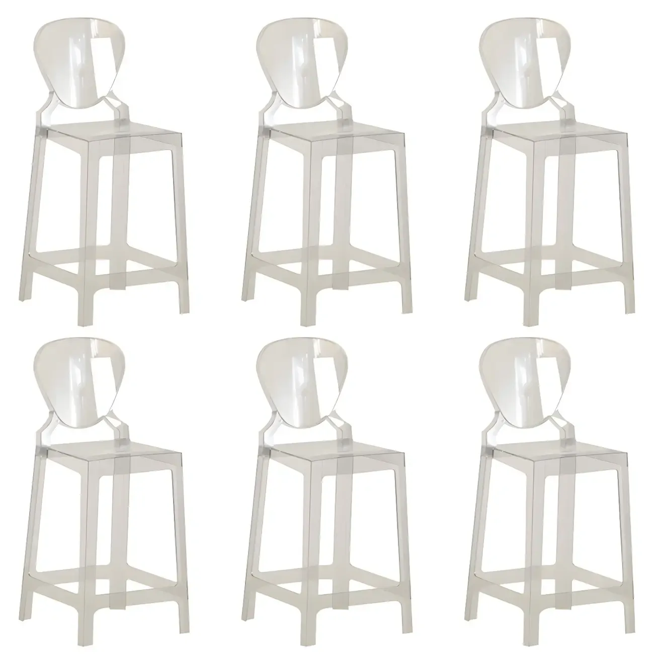 Modern Acrylic Smooth Elegant Circular Backrest Bar Stool Image - 53