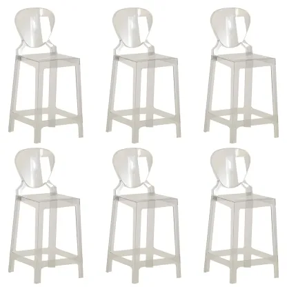 Modern Acrylic Smooth Elegant Circular Backrest Bar Stool Image - 53