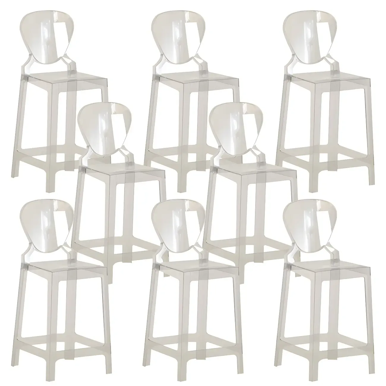 Modern Acrylic Smooth Elegant Circular Backrest Bar Stool Image - 54