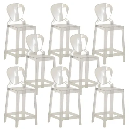 Modern Acrylic Smooth Elegant Circular Backrest Bar Stool Image - 54
