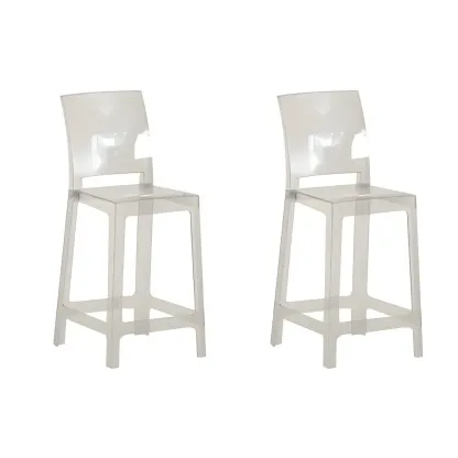 Modern Acrylic Smooth Elegant Circular Backrest Bar Stool Image - 56