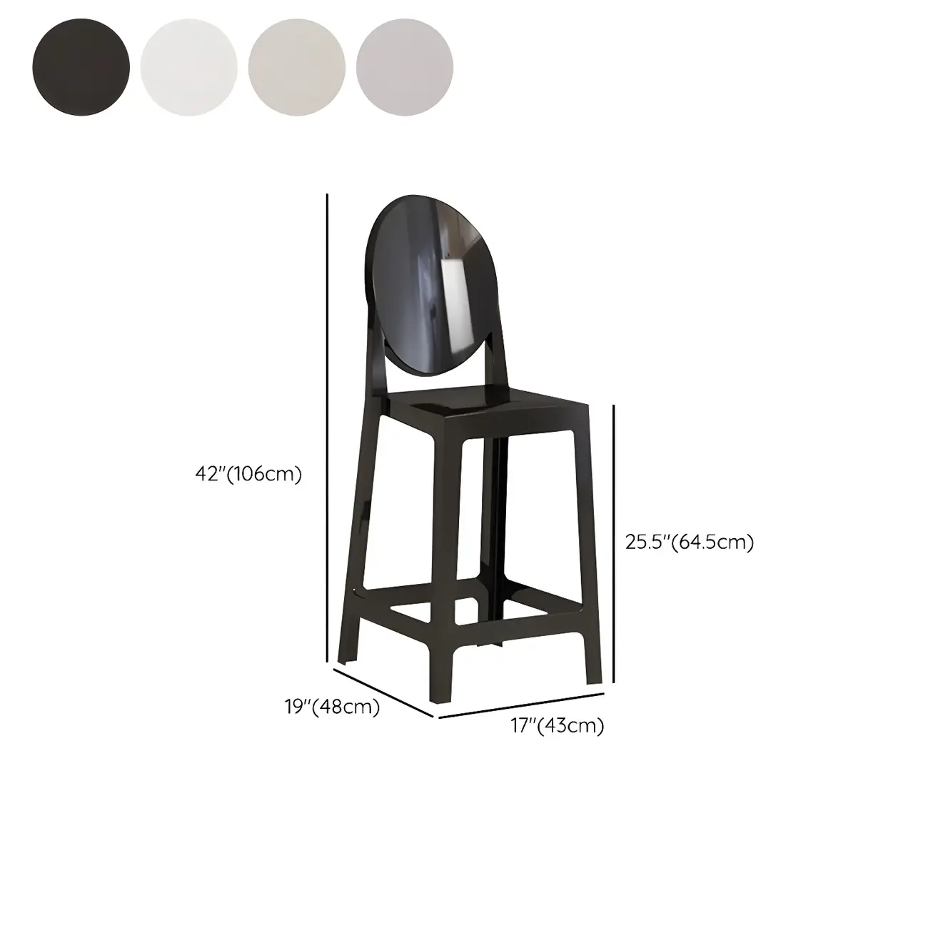 Modern Acrylic Smooth Elegant Circular Backrest Bar Stool #size | homeyfad
