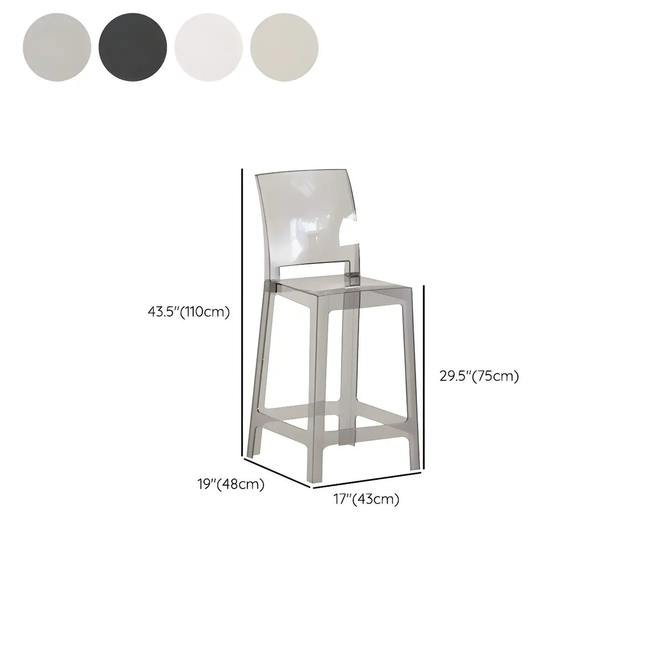Modern Acrylic Smooth Elegant Circular Backrest Bar Stool Image - 63 | homeyfad