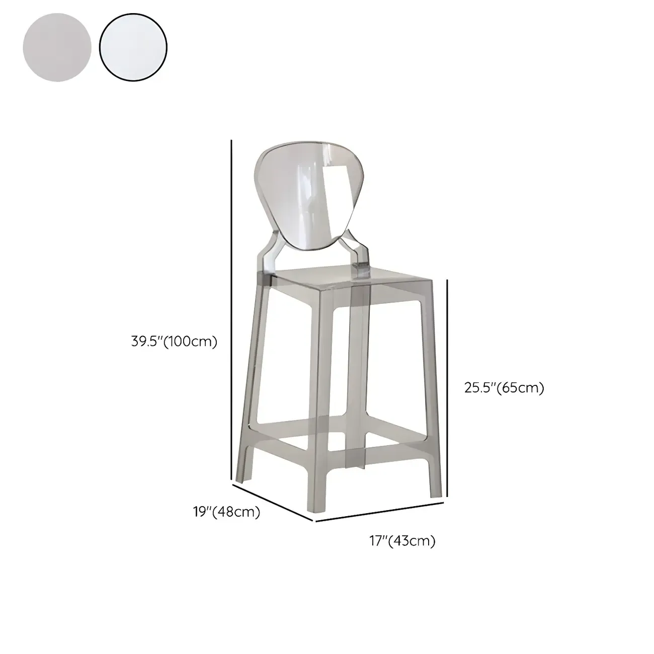 Modern Acrylic Smooth Elegant Circular Backrest Bar Stool Image - 64