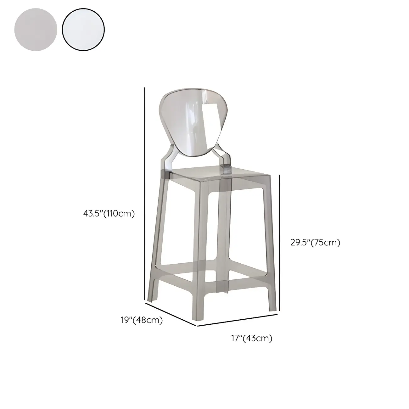 Modern Acrylic Smooth Elegant Circular Backrest Bar Stool Image - 65 | homeyfad